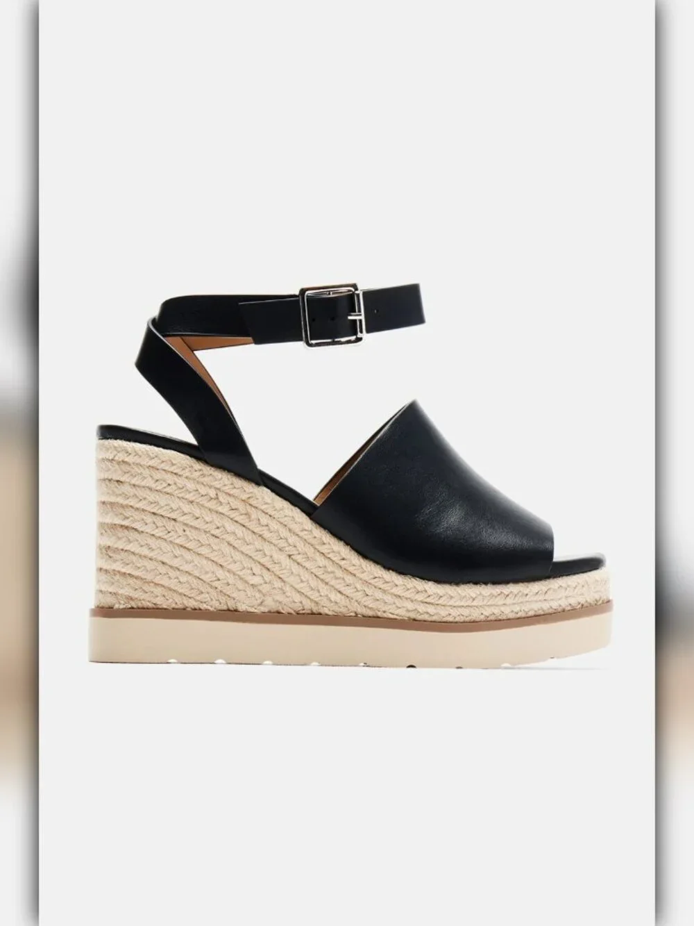 A042-B • Black Espadrille Platform Wedge Sandals